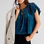 Free People Terese Velvet Top deep teal size XS NWOT Photo 0