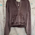 SKIMS  Cropped Velour Cropped Zip Up Hoodie Photo 0