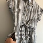 Polagram NWT Bohme Boutique 100% Cotton Button Down Midi Dress Size Small Stripped Blue Photo 5