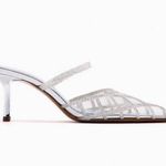 ZARA  heels shoes rhinstone Silver Women's Slingback evening heels  Photo 3