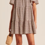 Abercrombie & Fitch Abercrombie Women’s Medium Brown Checkered Trapeze Mini Dress New NWT Photo 0