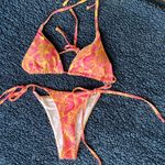 String Bikini Set Pink Yellow Tropical Size undefined Photo 1