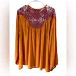 David Meister Women’s L Orange Pink Embroidery Luxe Appliqué Cutouts Tunic Top Photo 2