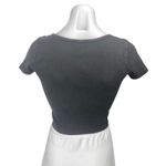 Brandy Melville Black Short Sleeve Ribbed Knit Button Up T Shirt Crop Top Size S Photo 1