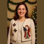Santa Embroidered Cross Stitch Christmas Sweater Vest Size undefined Photo 1