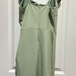 Mint green V neck ruffle mini dress Photo 1