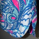 Lilly Pulitzer  🎯 Blue & Pink Paisley Patterned crochet neck mini Dress size 8 Photo 3