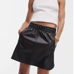 Top Shop Black Faux Leather Skirt, Elastic Waist, NWOT, B68, Size 12P, $39 Photo 4