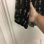 Love Culture  Sheer Crosses Top Black Medium Photo 5