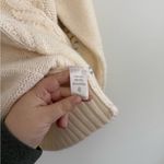 Cream Colorful Cable Knit Sweater Size L Photo 4