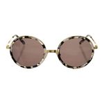Krewe  18K gold plated round tinted tortoise grey sunglasses NEW Photo 3