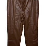 Wildfox Brown Faux Leather Pants High Waist Straight Leg Trousers Photo 0