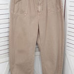 ZARA  High Rise Barrel Leg Paper Bag Crop Jeans Baggy Beige Peach 12 Photo 0