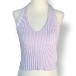 Forever 21 Pastel Lilac Ribbed Knit Cropped Sweater Halter Top Open Back Small Photo 0