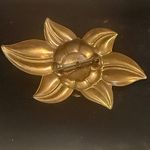 Vintage America Gold and Red Rhinestone Floral Brooch Large Statement Brooch Photo 1