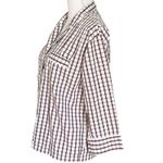 Sleepy Jones Pajama Top Women’s XS White Burgundy Check Button Down Long Sleeve Photo 4