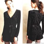 Saylor  Anthropologie Black Burnout Velvet Floral Romper Women’s Size S Small Photo 14