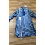 Boohoo Sequin High Neck Cut Out Smock Dress Size 10 Blue Sparkly Mini Photo 8