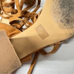 Lulus Tan Faux Leather Ankle Lace Up Chunky Heels Womens 7 Dressy Shoes Classic Photo 2