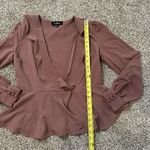 Lulus  mauve long-sleeve v-neck wrap front top size S NWT Photo 9