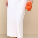 Lulus NWT Women's Pleasant Poise White High-Rise A-Line Midi Skirt Size L Photo 0