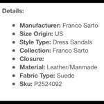 Franco Sarto  Womens Harlet 2 Dress Sandals Suede Perforated Taupe 5 Photo 3