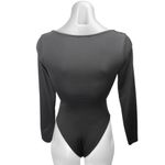 ZARA  Black Long Sleeve Deep V Neck Ruched T Shirt Blouse Bodysuit Top Size S Photo 1