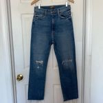 MOTHER High Waisted Rider Ankle Fray Party Like a Pirate Jeans Size 30 Blue Photo 4