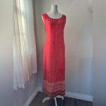 Jane Ashley Vintage ‘90s  Coral Embroidered Hem Scoop Neck Sleeveless Maxi Dress Photo 4