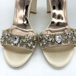 Badgley Mischka Women's Barby Ivory Satin Embellished Heels 8.5 Photo 3