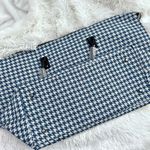 LULU DHARMA | Blue White Black Houndstooth Overnight Weekender Bag Luggage Tote Blue Photo 3