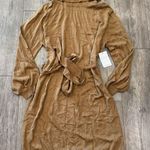 Stitchdrop Elegant Tan Long Sleeve Dress Brown Size XL Photo 0
