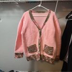 Handmade Knit Pink Button Sweater XL Photo 1