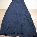 AUW Sz 14 Large Gauze Halter Navy Blue Maxi dress  Wedding Photo 2