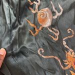 Vintage Post WWII Dragon Embroidered Sheer Silk Robe SIZE S Black Photo 2