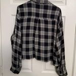 Forever 21 Cropped Black And White Flannel Shirt Photo 3