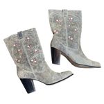 Seychelles  Gray Leather Floral Embroidered Western Boots Women’s 11 M Photo 2