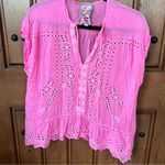 Johnny Was  CLEMENCE BLOUSE‎ in Pink, Size Medium Photo 4