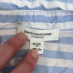 BeachLunchLounge Front Tie Stripe Short Sleeve Button-Up Shirt gingham blue XS Photo 3