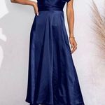 PRETTYGARDEN  Satin Midi Dress Blue Wrap Style (621) Photo 3