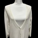Bechamel Womens Button Cardigan Top XL Cream Embroidered Floral Textured Knit Photo 2