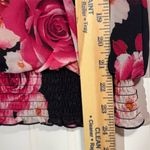 Iz Byer Halter Top L Black Pink Rose Floral Smocked Hem Y2K Coquette Blouse Photo 4