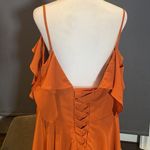 Women’s Orange Chiffon Prom Party Dress Corset Back Spaghetti Straps Size 16W Orange Photo 8