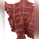 ZARA NWOT  Multicolor RUFFLED KNIT TOP Metallic Short Sleeve Photo 2