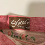 Vintage Street Worn women’s embroidered pink denim miniskirt — fits size 0 Photo 3