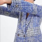 ZARA  Frock Blazer Coat Plaid Pronounced Shoulders Blue/White Color Size XS NWT. Photo 4