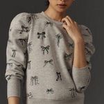 Maeve Anthropologie  Puff-Sleeve Embroidered Sweatshirt Photo 0
