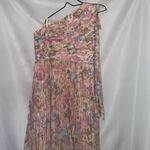 Alex Marie WO SIZE 16P ONE SHOULDER DRESS PEACHY FLORAL DESIGN LINED PLEATED EUC Photo 11