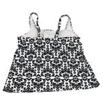 Lands' End Lands’ End Black & White Damask Shirred Front Underwire Tankini Swim Top 14WDDD Photo 1