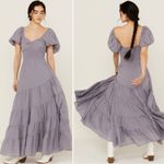 Free People Dainty Ethereal Sundrenched Short Sleeve Maxi Size Large Periwinkle Photo 4